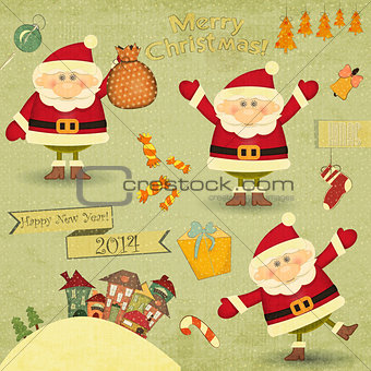 Retro Merry Christmas and New Years Card