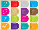 Color ribbon calendar design for 2014