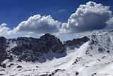 Snow mountains and blue sky with cloud in nice day