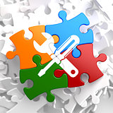 Service Concept on Multicolor Puzzle.