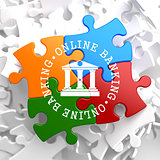 Online Banking Concept on Multicolor Puzzle.