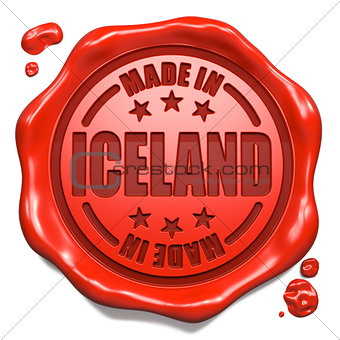 Made in Iceland - Stamp on Red Wax Seal.