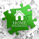 Insurance - Home Icon on Green Puzzle.