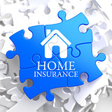 Insurance - Home Icon on Blue Puzzle.
