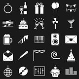Celebration icons on black background