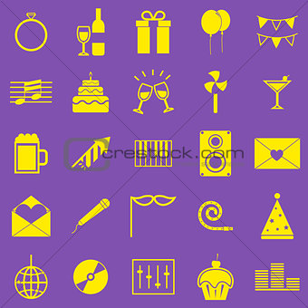 Celebration yellow icons on violet background