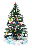 Plastic bottles waste decorating a christmas tree