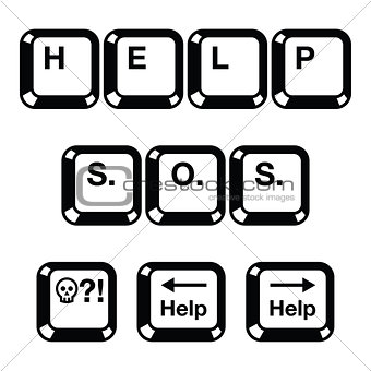 Keyboard keys buttons icons - help, s.o.s