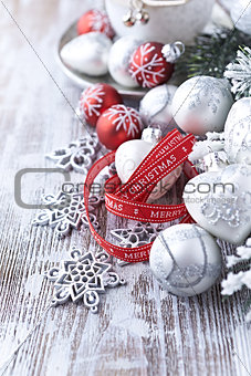 Christmas decorations and gift ribbon