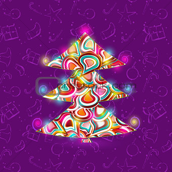 Shiny Christmas Tree Background Invitation Card