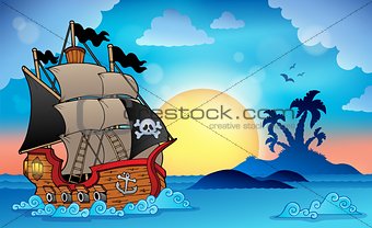 Pirate ship near small island 3