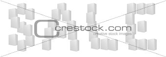 letters of sale  white boxes on white background with clipping path