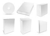 collection of various blank white paper on white background