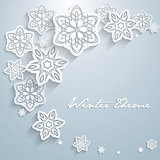 Abstract 3D Snowflakes Design Vector  Christmas Background