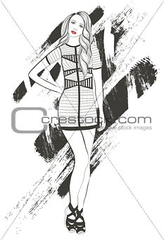Young girl fashion illustration