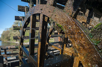 The carriage wheel of a water mill