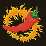 Pepper with flame
