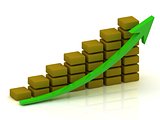 Business growth chart of the white blocks with a brown