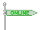 3d rendering of sign with green "Online"