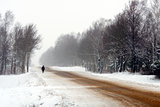 Rural roads in the snow in winter