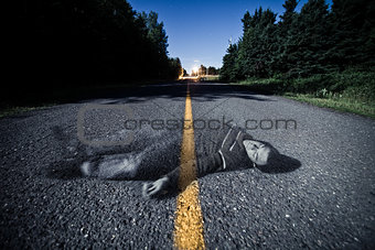 Empty Road With Dead Body's Ghost in the Middle
