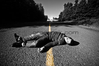 Empty Road With Dead Body in the Middle
