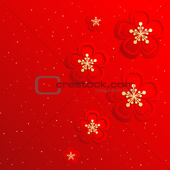 Oriental Chinese New Year Cherry Blossom Background