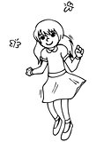 Cheerful smiling girl jumping. vector illustration.