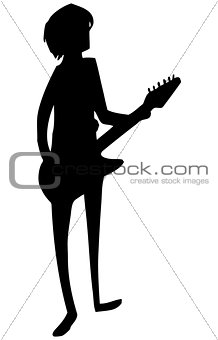 The black silhouette of a guitarist