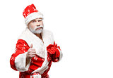 Santa Claus shows OK sign, white background