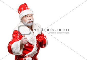 Santa Claus shows OK sign, white background
