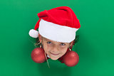 Funny christmas girl with bauble earrings