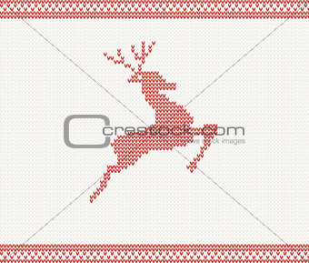 Christmas and Winter knitted pattern with deer