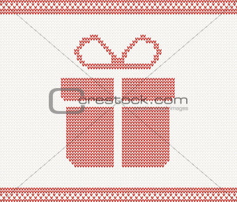Knitted gift box. vector illustration