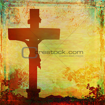 Jesus Christ crucified , grunge background