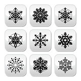 Christmas or winter Snowflakes vector buttons set