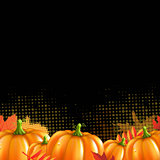 Orange Autumn Leafs And Pumpkins Frame