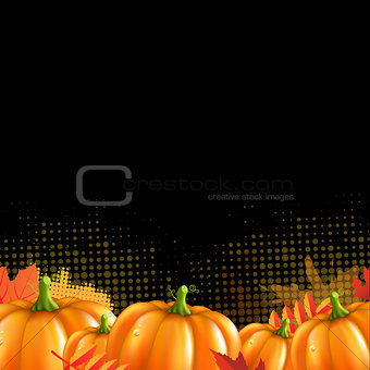 Orange Autumn Leafs And Pumpkins Frame