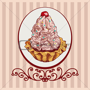 colored background with pink cake
