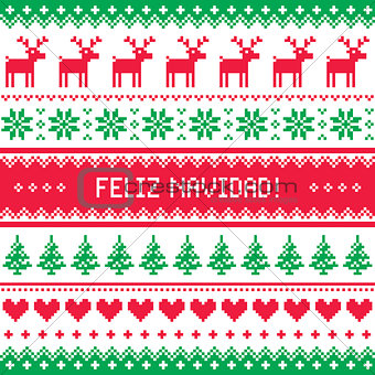 Feliz navidad card - scandynavian christmas pattern