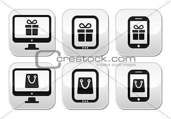 Shopping online, internet shop buttons set