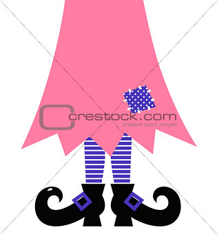 Cute Witch Legs isolated on white - pink and purple