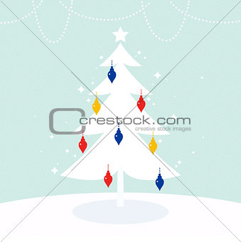 Magical Christmas Tree with retro colorful decoration