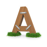 Wooden letter A in the grass
