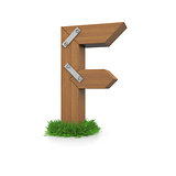 Wooden letter F in the grass