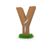 Wooden letter Y in the grass