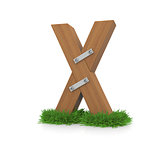 Wooden letter X in the grass