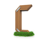 Wooden letter C in the grass