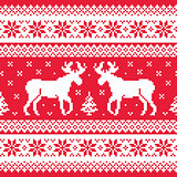 Christmas and Winter knitted pattern with reindeer