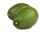 Pair of green ripe avocado